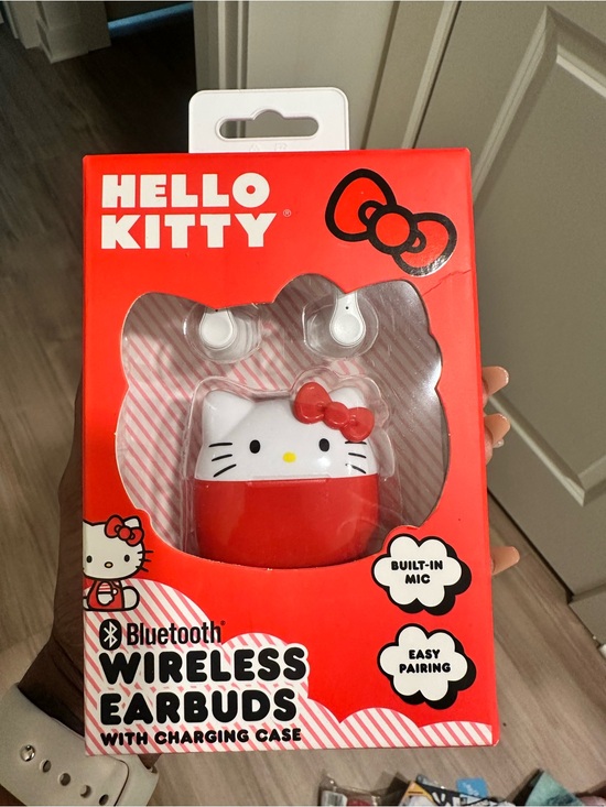 Hello Kitty Other - Hello Kitty Red and White Bluetooth Earbuds with Character Charging Case